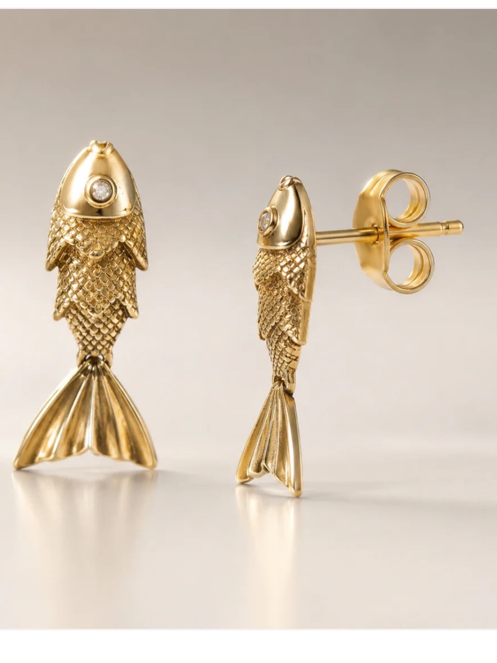 Gold Sardine Post Earrings
